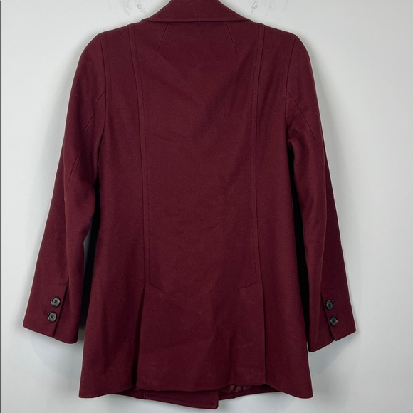 J. Crew Wool Double-Breasted Maroon Burgundy Pea Coat Women's Size XS - Picture 2 of 6